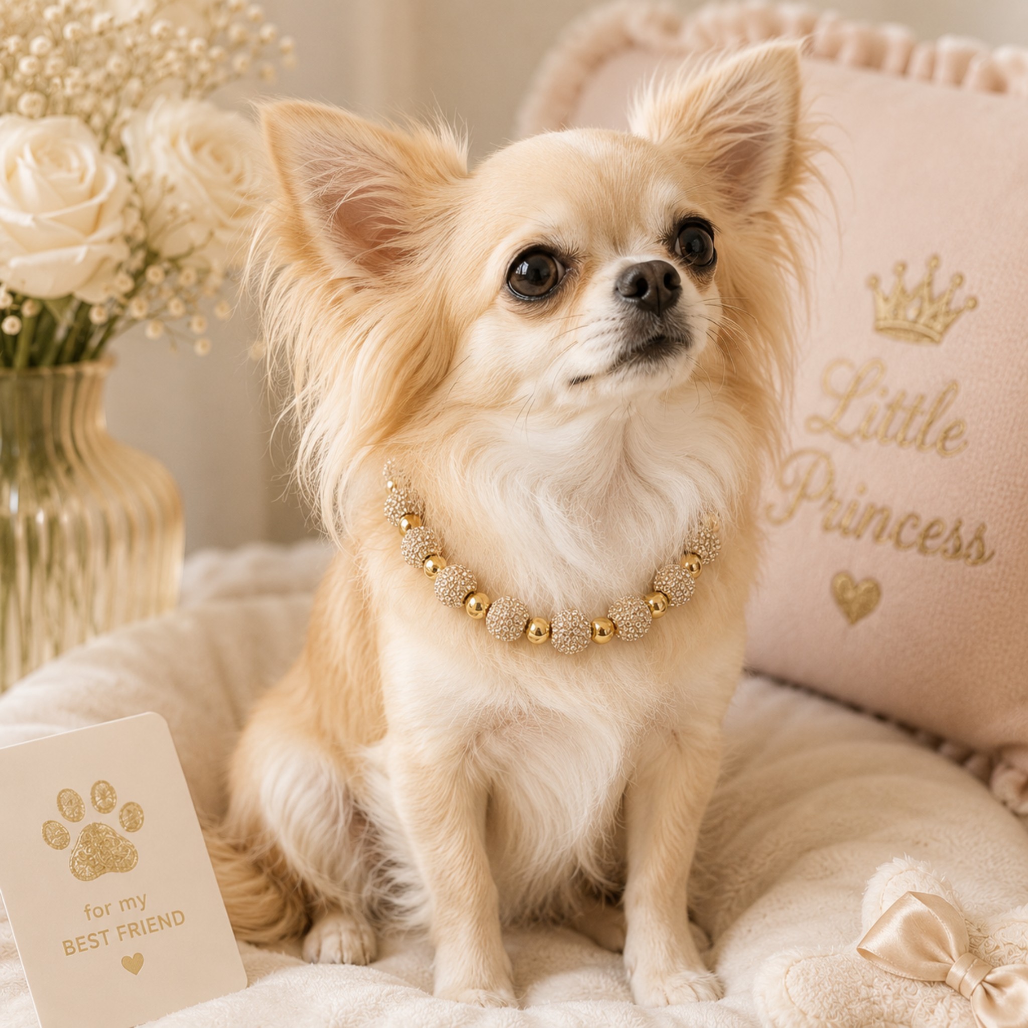 Collana per Cani "Sparkling Pearl" – Perle e Brillantini 8mm